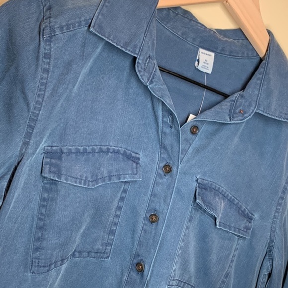 NWT….OLD NAVY dark blue chambray shirt dress - Picture 2 of 6